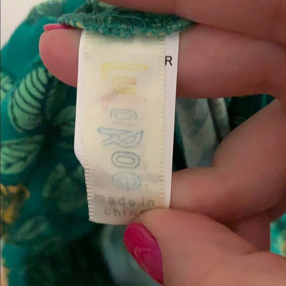 Green + Yellow LuLaRoe Rose OS Leggings - Picture 3 of 5